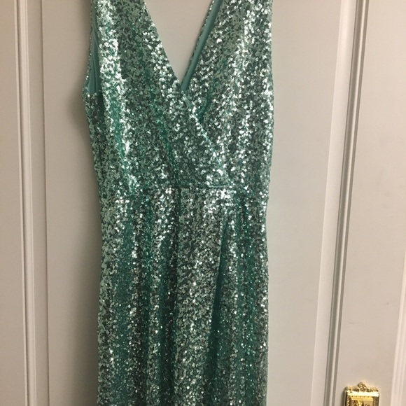 ASOS TFNC London Mint Green Sequin Wrap Dress - Picture 10 of 13